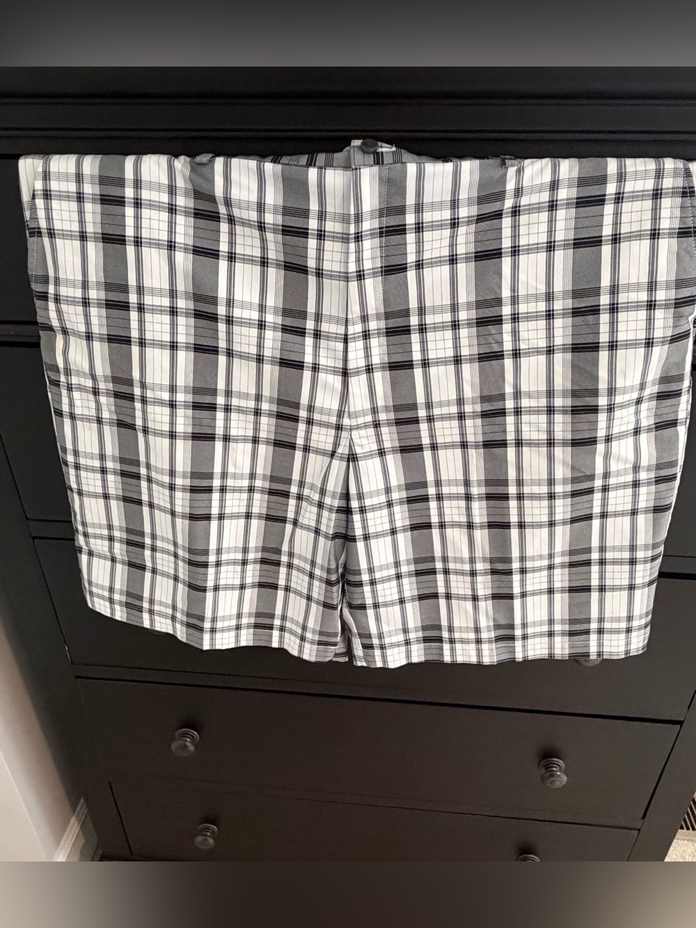Haggar Black and White Plaid Flat Front Shorts